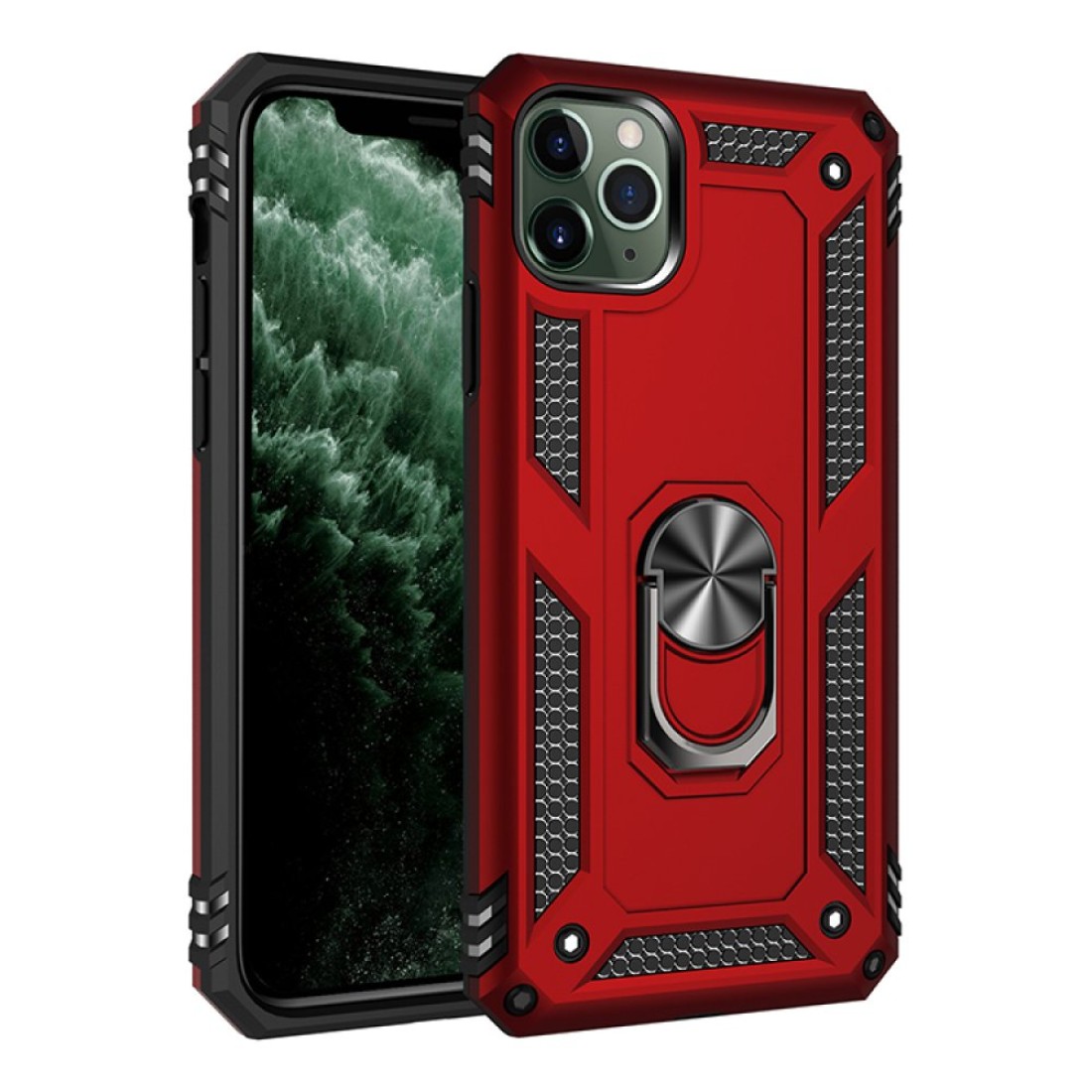  iPhone 11 Pro Kılıf Sofya Yüzüklü Silikon Kapak - Kırmızı