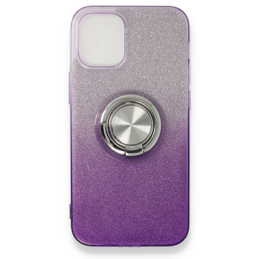  iPhone 12 Mini Kılıf Simli Yüzüklü Silikon - Mor