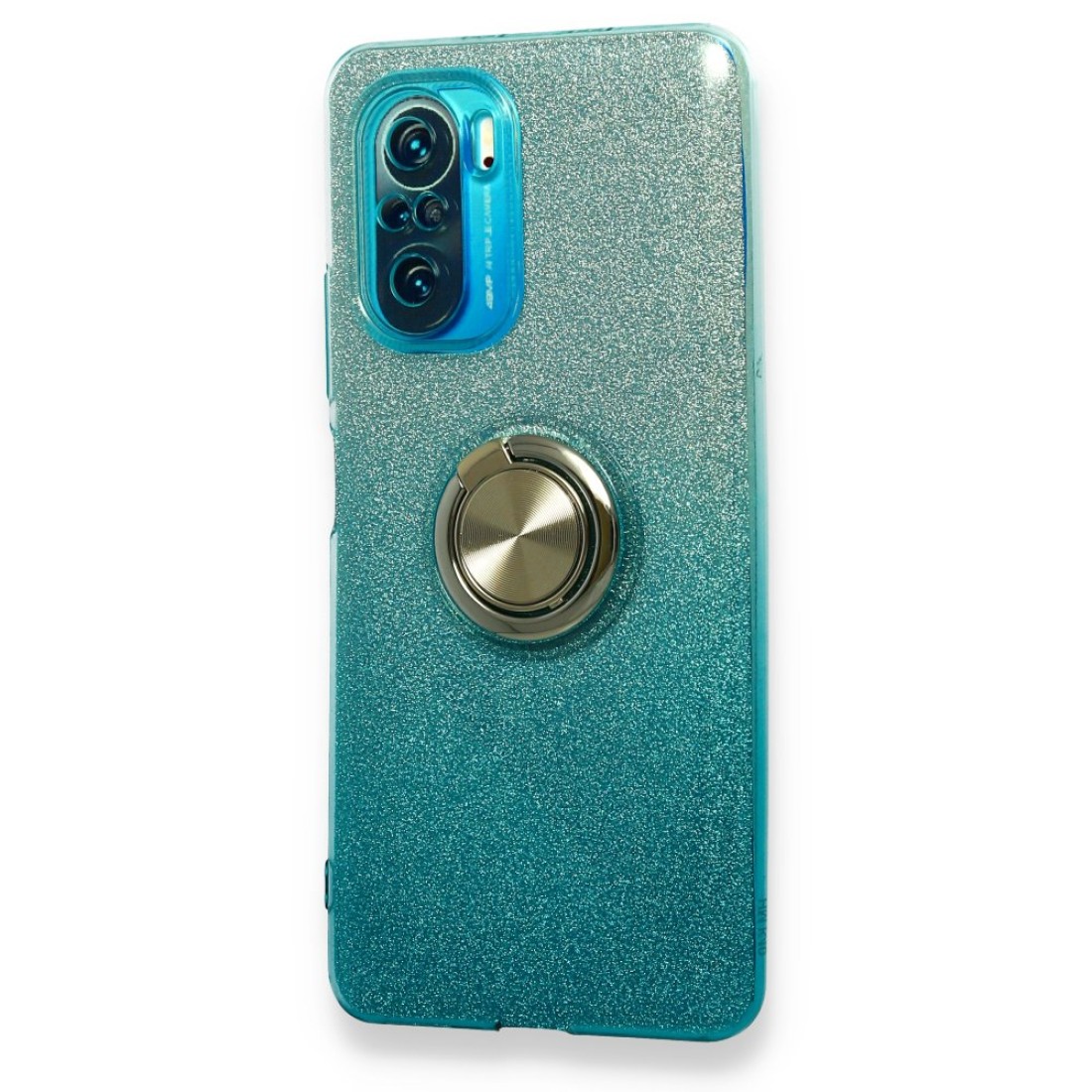  Xiaomi Redmi K40 Kılıf Simli Yüzüklü Silikon - Turkuaz