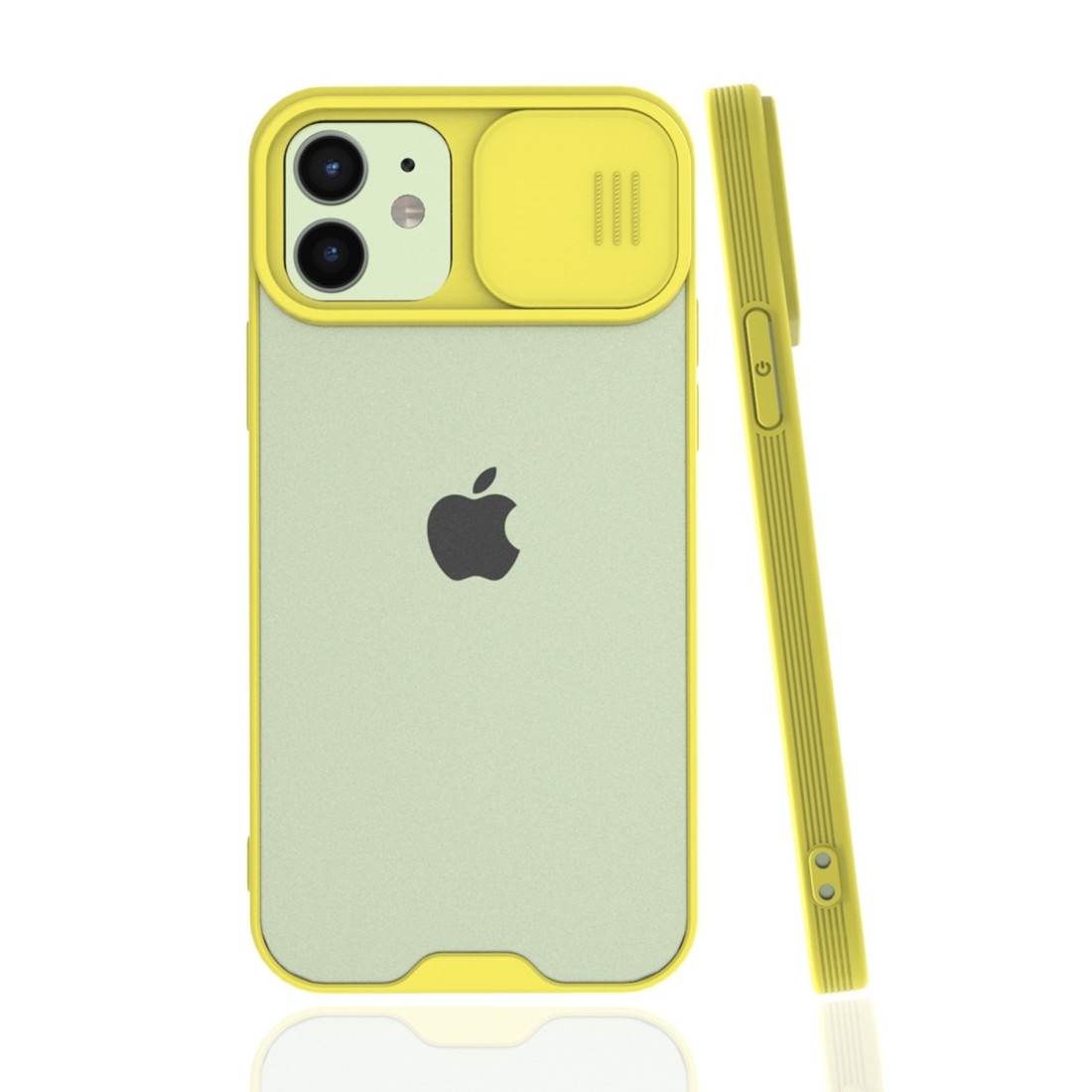  iPhone 12 Kılıf Platin Kamera Koruma Silikon - Sarı
