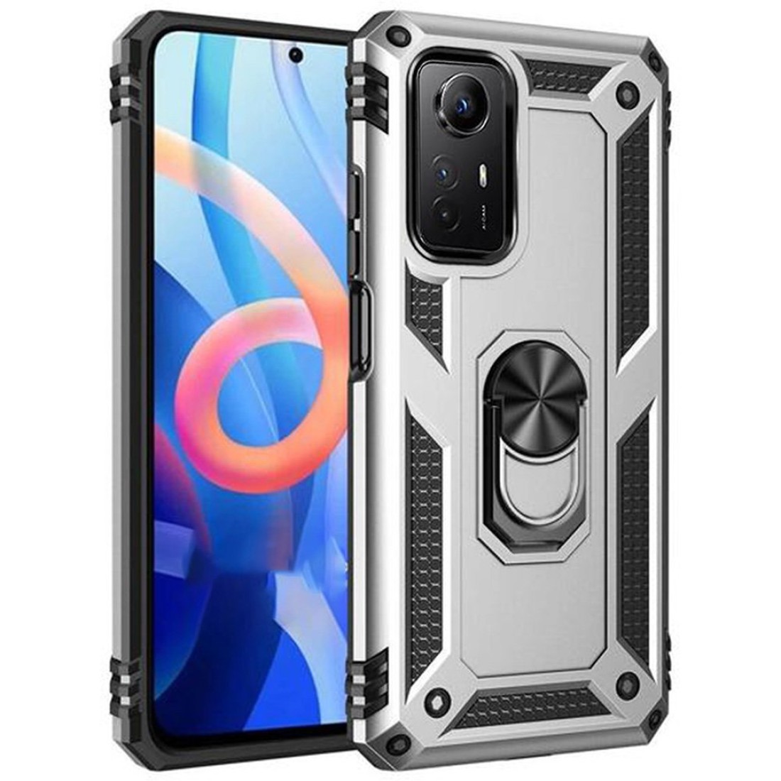  Xiaomi Redmi Note 12S Kılıf Sofya Yüzüklü Silikon Kapak - Gümüş