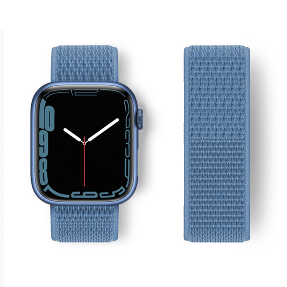  Apple Watch 38mm Hasırlı Cırtcırtlı Kordon - Mavi