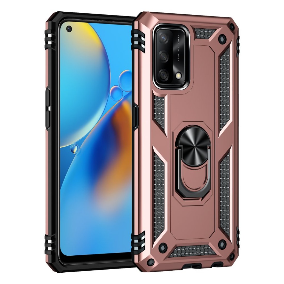  Oppo A74 4G Kılıf Sofya Yüzüklü Silikon Kapak - Rose