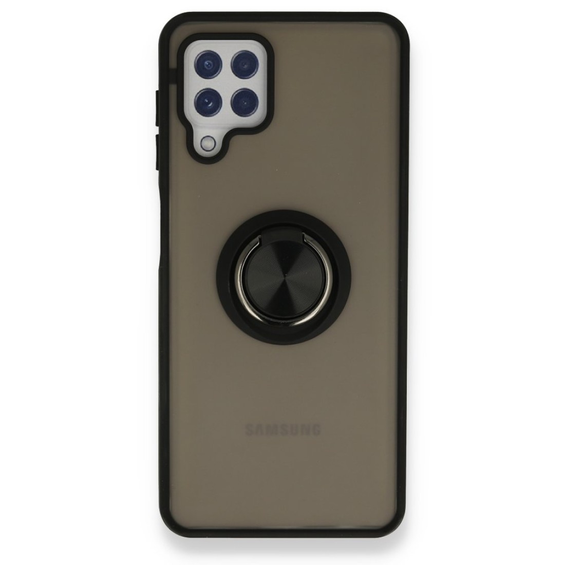  Samsung Galaxy M32 Kılıf Montreal Yüzüklü Silikon Kapak - Siyah