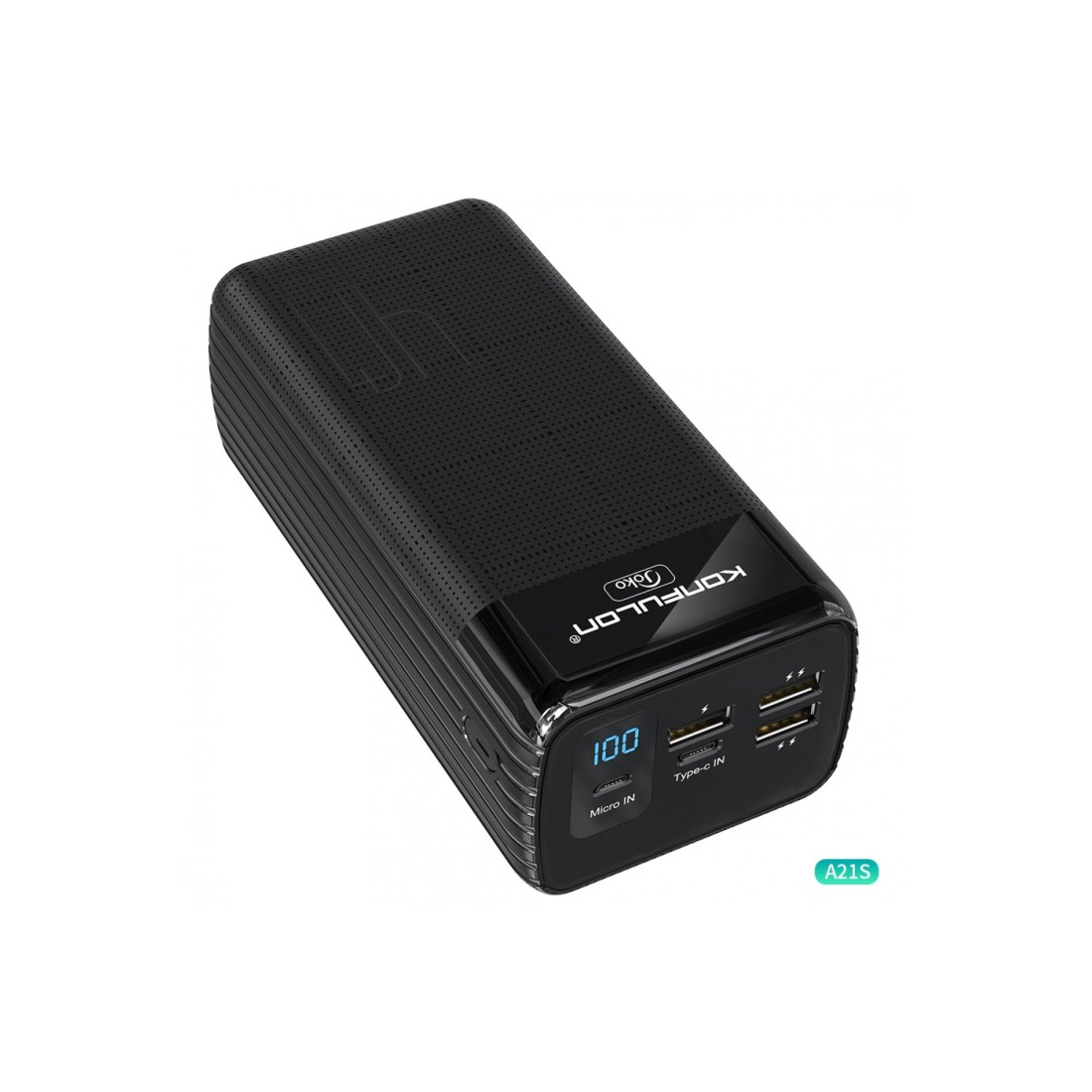 Konfulon A21S Led Işıklı Powerbank 40.000 mAh - Siyah Konfulon A21S Led Işıklı Powerbank 40.000 mAh - Siyah