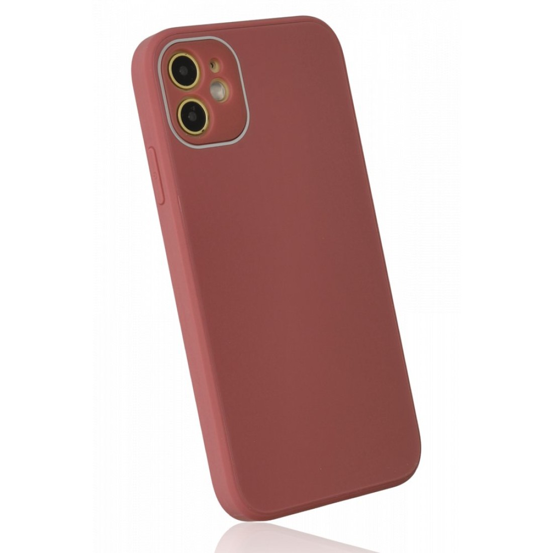  iPhone 12 Kılıf Glass Kapak - Bordo