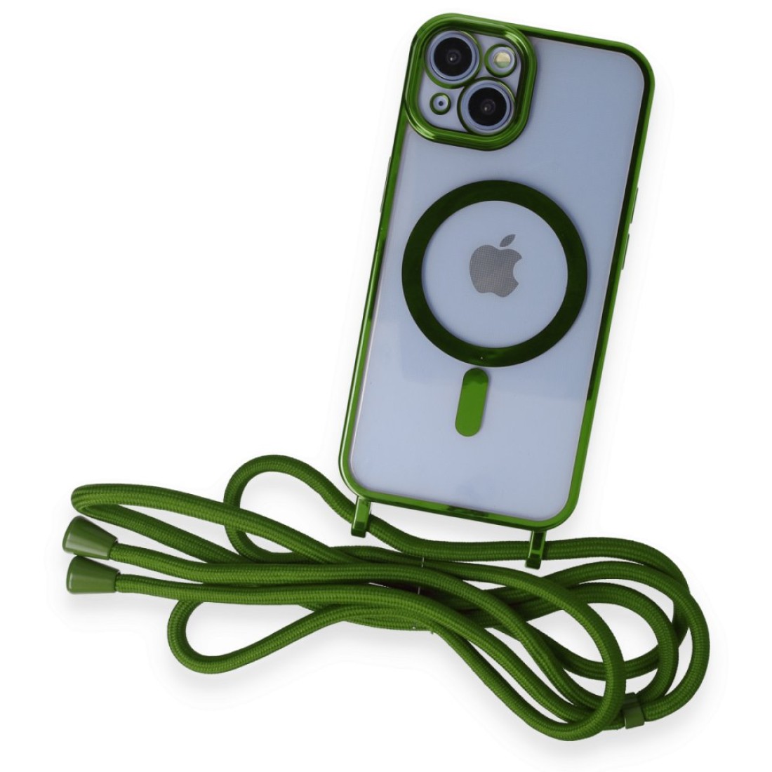 iPhone 13 Kılıf Divo Lazer Askılı Magsafe Kapak - Koyu Yeşil iPhone 13 Kılıf Divo Lazer Askılı Magsafe Kapak - Koyu Yeşil