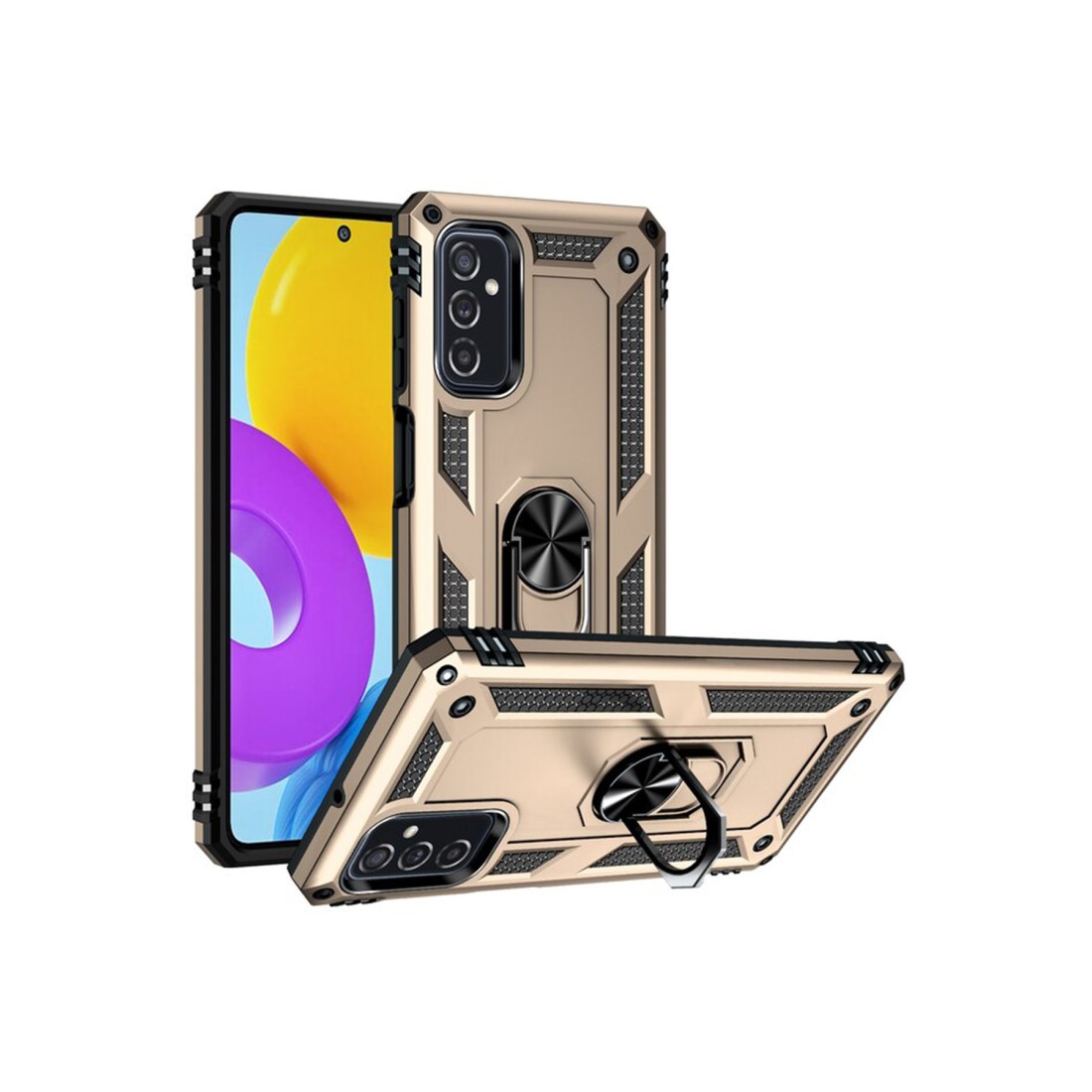  Samsung Galaxy M52 5G Kılıf Sofya Yüzüklü Silikon Kapak - Gold