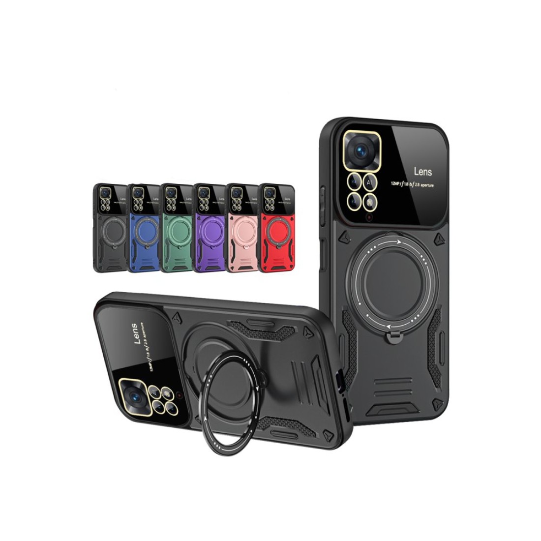 Xiaomi Redmi Note 12 Pro 4G Kılıf Joy Lens Standlı Kapak - Mor Xiaomi Redmi Note 12 Pro 4G Kılıf Joy Lens Standlı Kapak - Mor