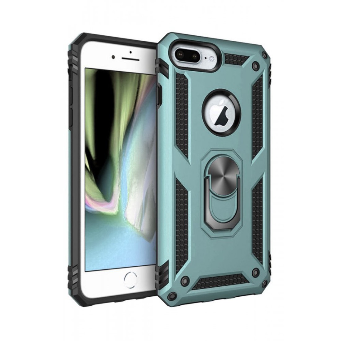  iPhone 6 Plus Kılıf Sofya Yüzüklü Silikon Kapak - Yeşil