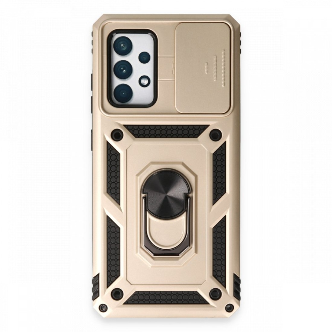  Samsung Galaxy A52 Kılıf Pars Lens Yüzüklü Silikon - Gold