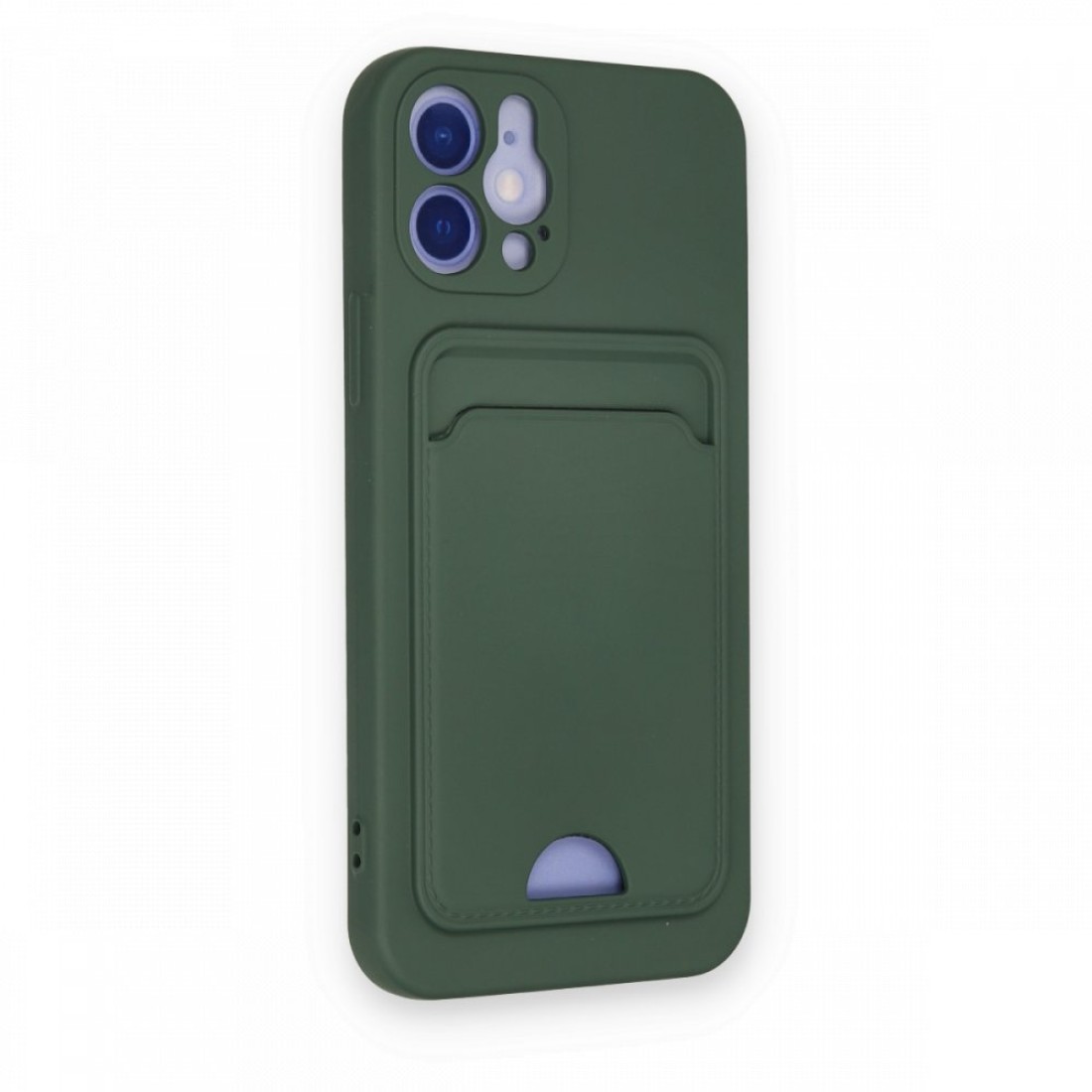 iPhone 12 Kılıf Kelvin Kartvizitli Silikon - Koyu Yeşil