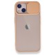 iPhone 13 Kılıf Palm Buzlu Kamera Sürgülü Silikon - Pembe iPhone 13 Kılıf Palm Buzlu Kamera Sürgülü Silikon - Pembe