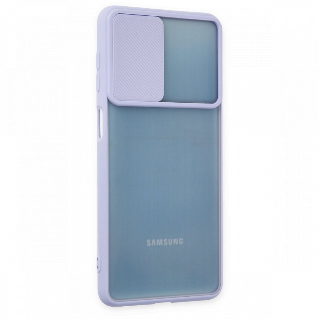  Samsung Galaxy M52 5G Kılıf Palm Buzlu Kamera Sürgülü Silikon - Lila