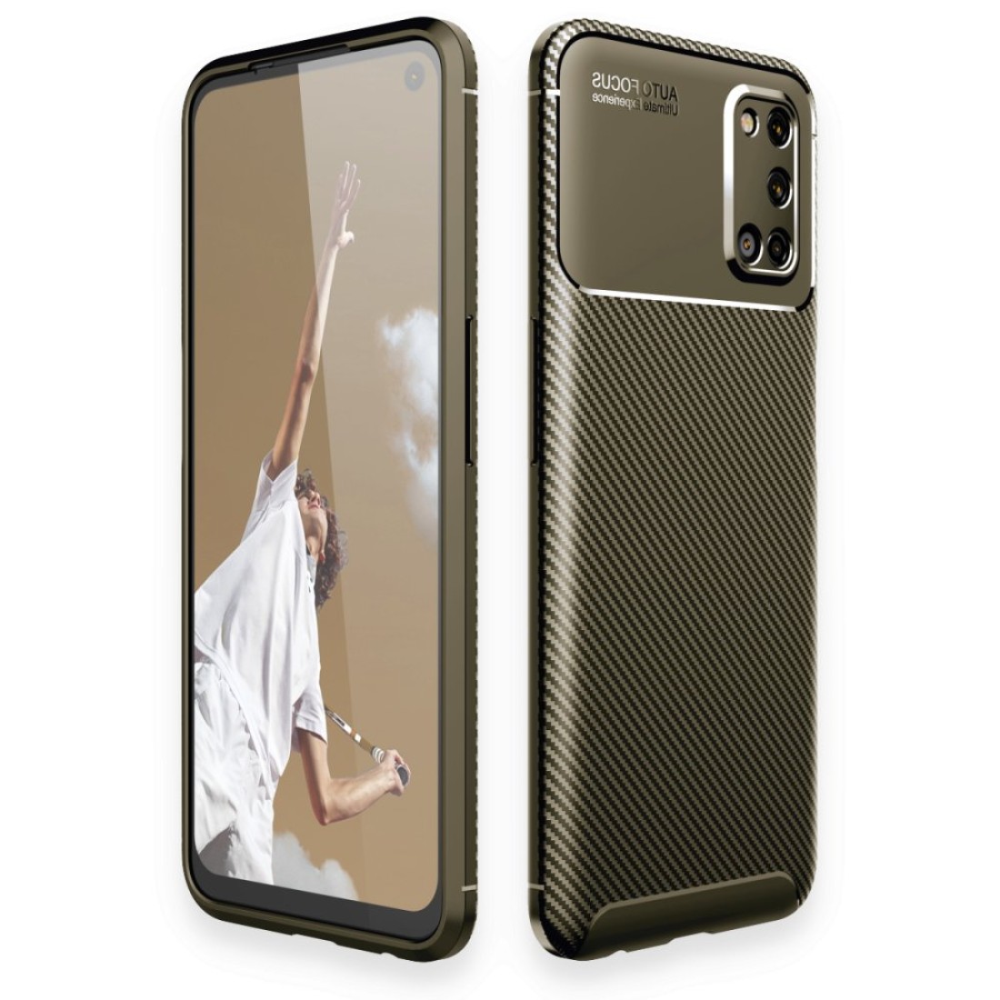  Oppo A52 Kılıf Auto Focus Karbon Kapak - Yeşil