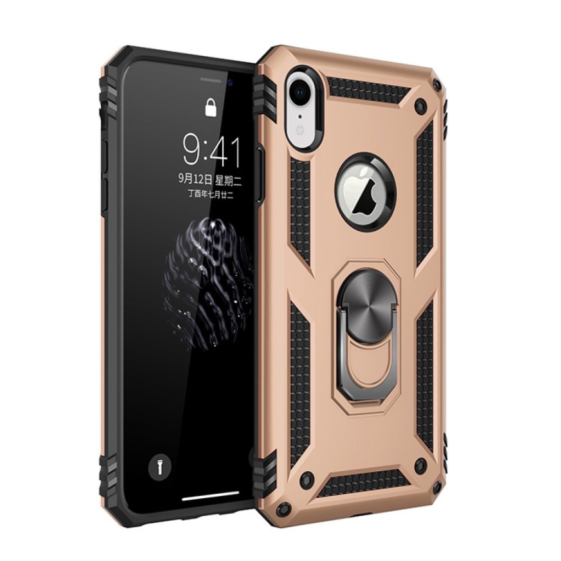  iPhone XR Kılıf Sofya Yüzüklü Silikon Kapak - Gold