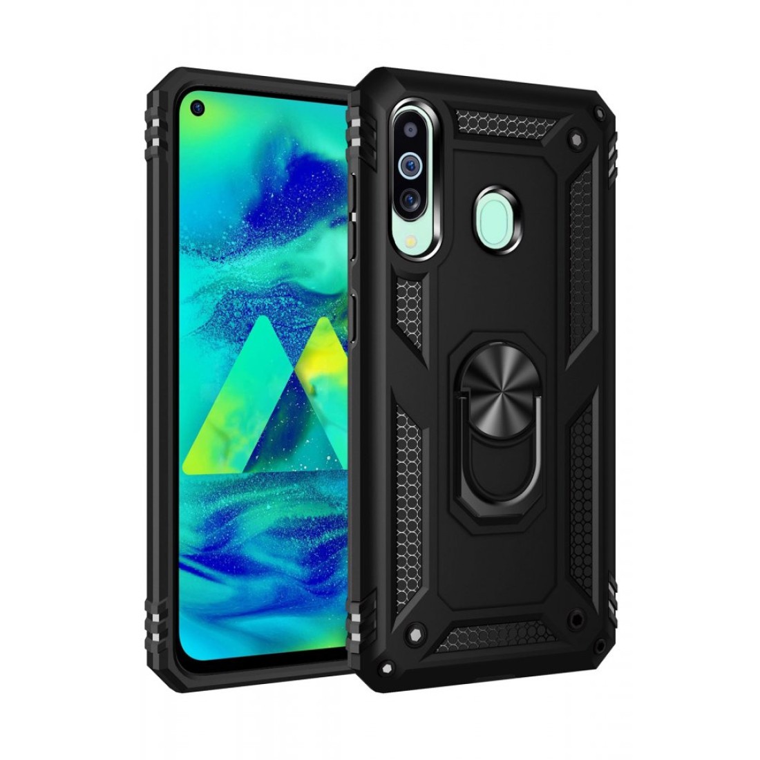  Samsung Galaxy A60 Kılıf Sofya Yüzüklü Silikon Kapak - Siyah