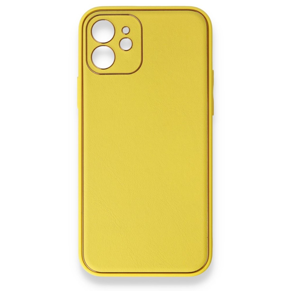  iPhone 12 Mini Kılıf Coco Deri Silikon Kapak - Sarı