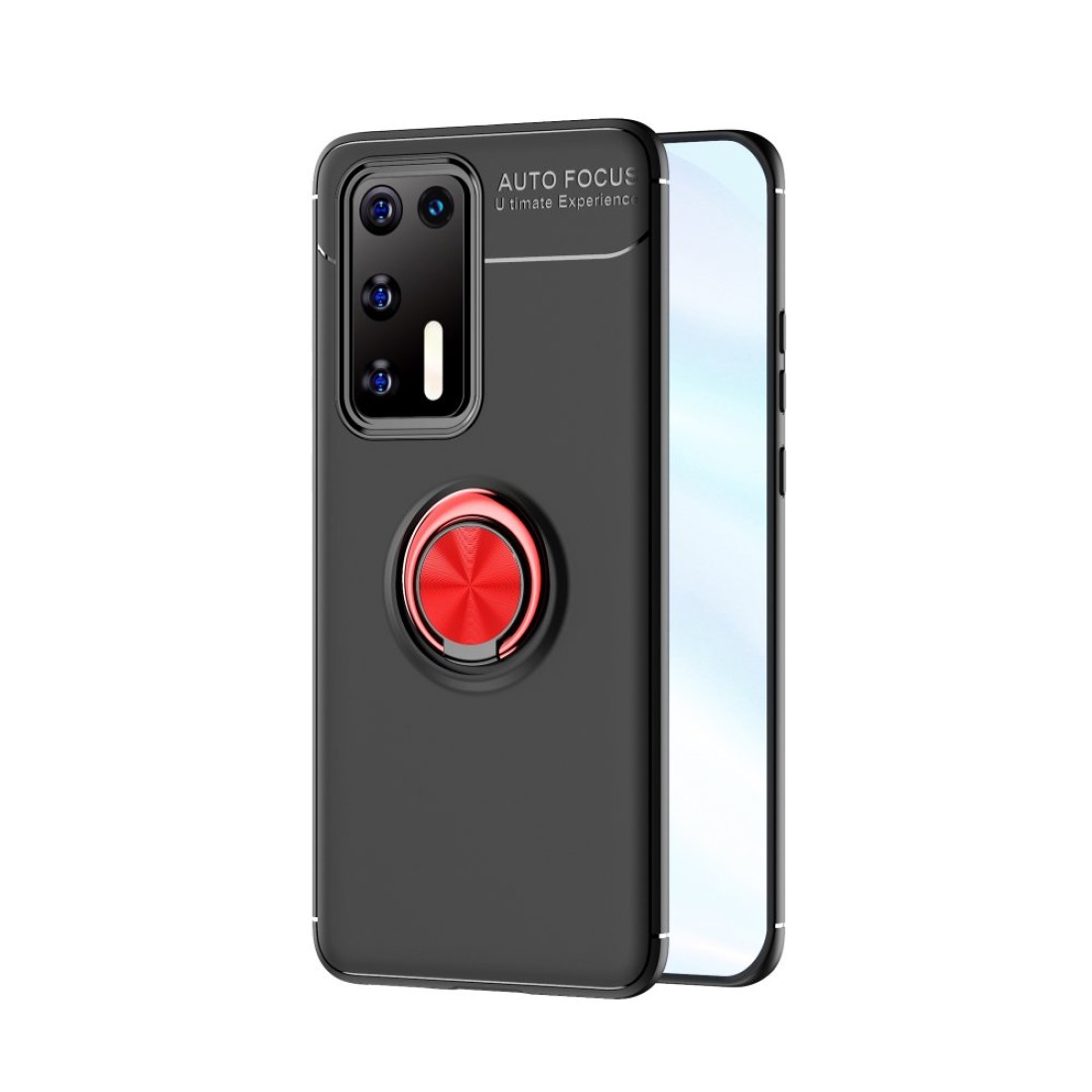  Huawei P40 Kılıf Range Yüzüklü Silikon - Siyah-Kırmızı
