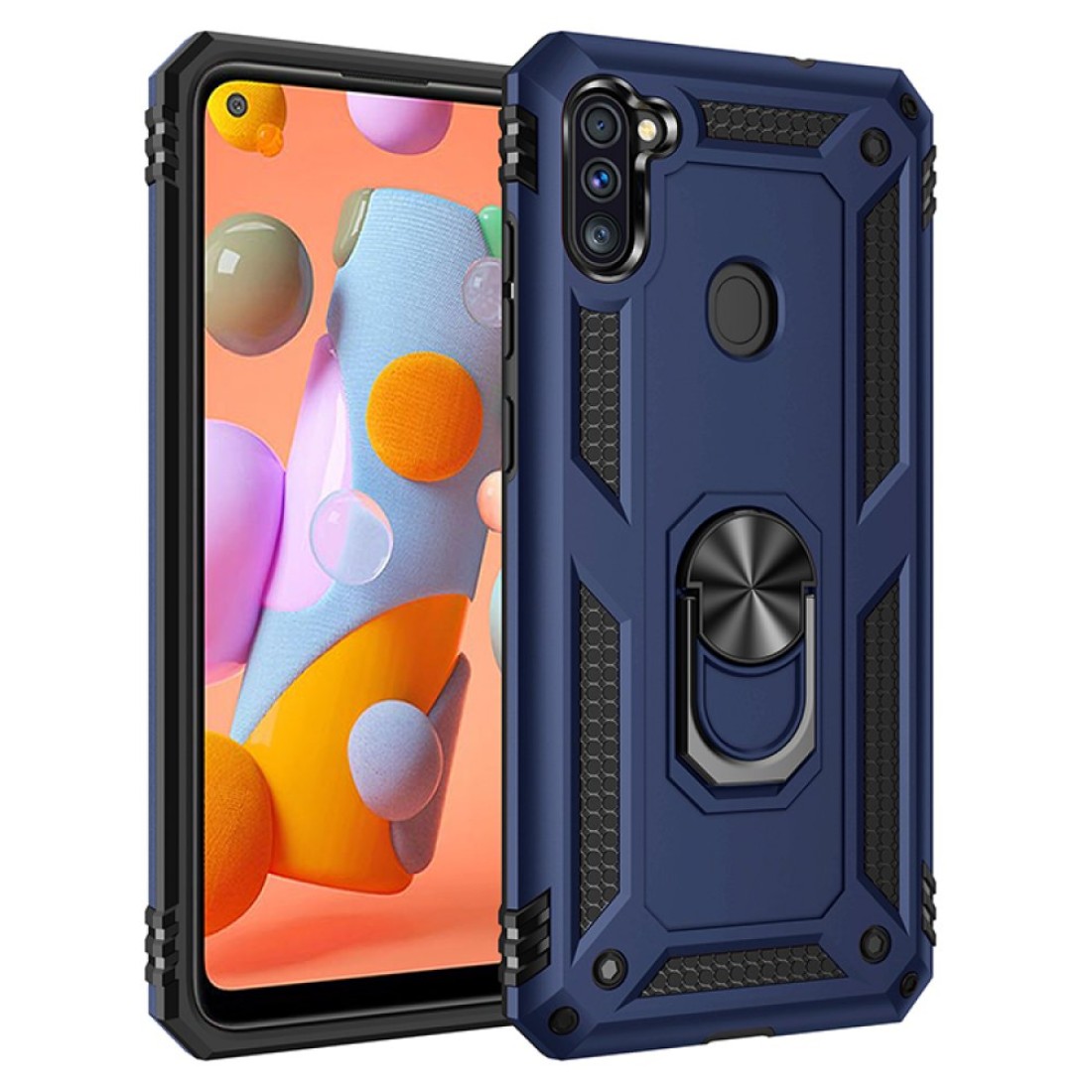  Samsung Galaxy M11 Kılıf Sofya Yüzüklü Silikon Kapak - Lacivert