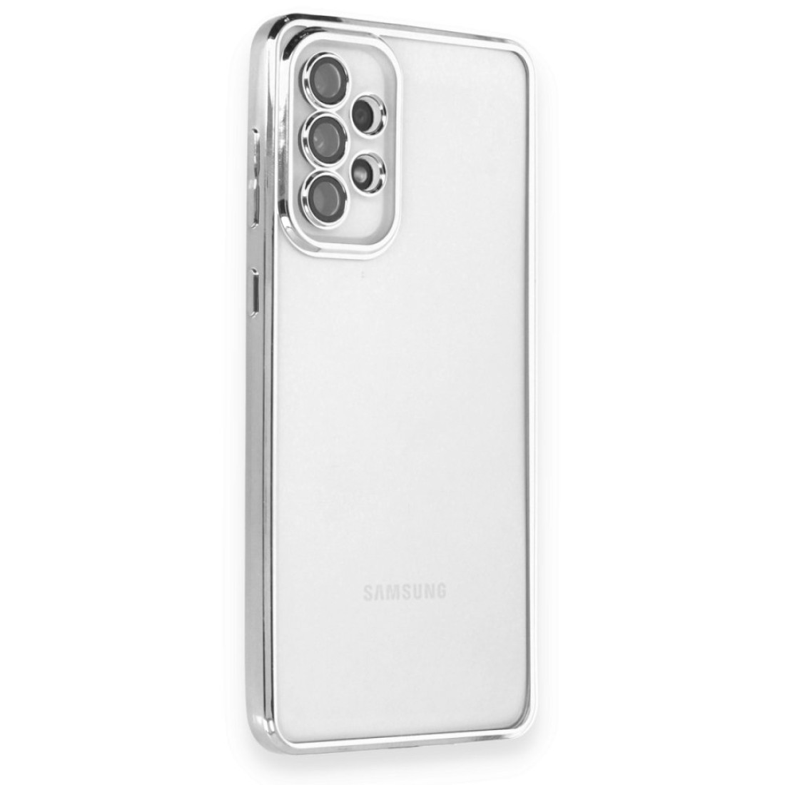  Samsung Galaxy A73 5G Kılıf Razer Lensli Silikon - Gümüş