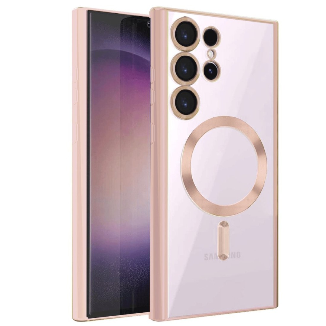  Samsung Galaxy S22 Ultra Kılıf Kross Magneticsafe Kapak - Rose