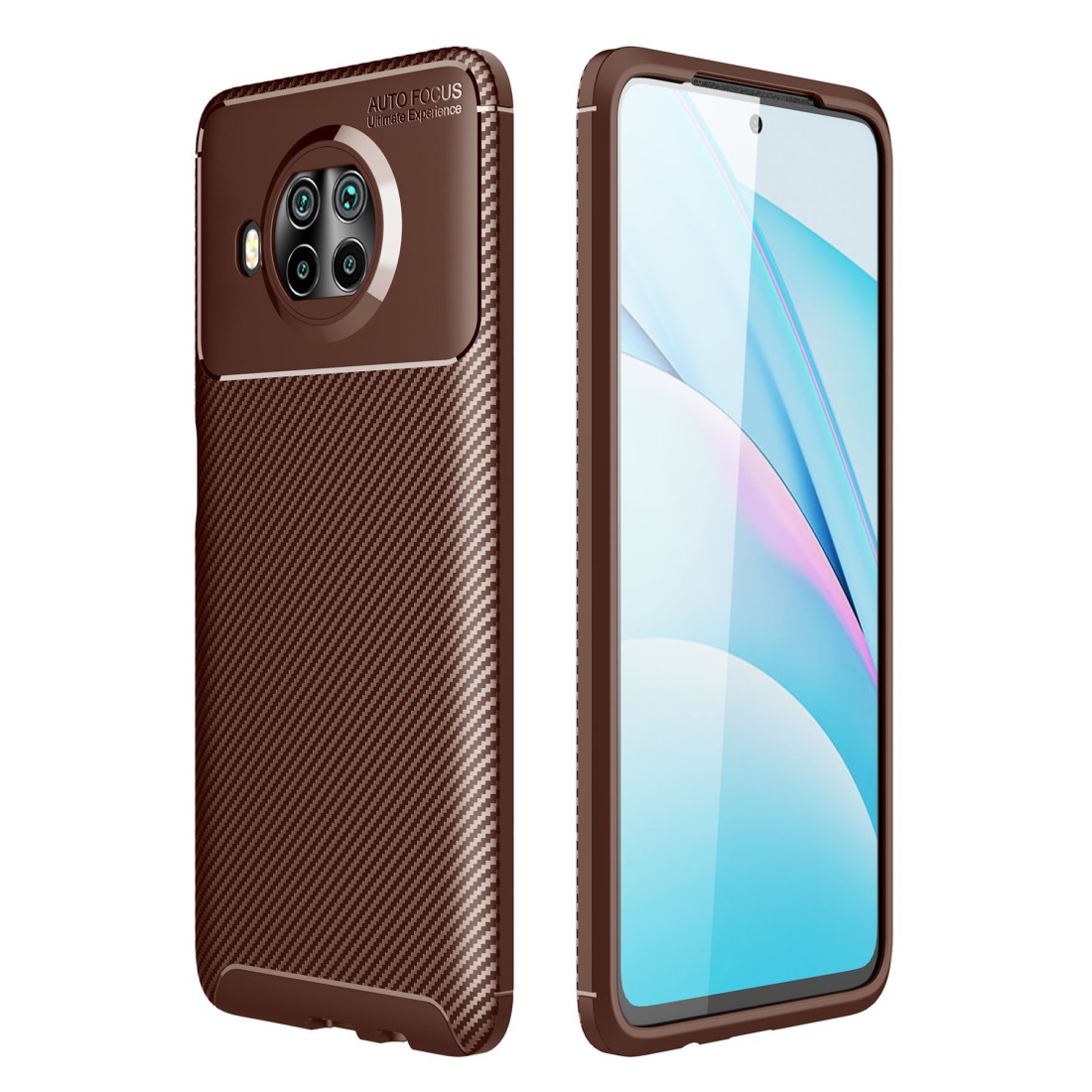  Xiaomi Redmi Note 9 Pro 5G Kılıf Auto Focus Karbon Kapak - Kahverengi