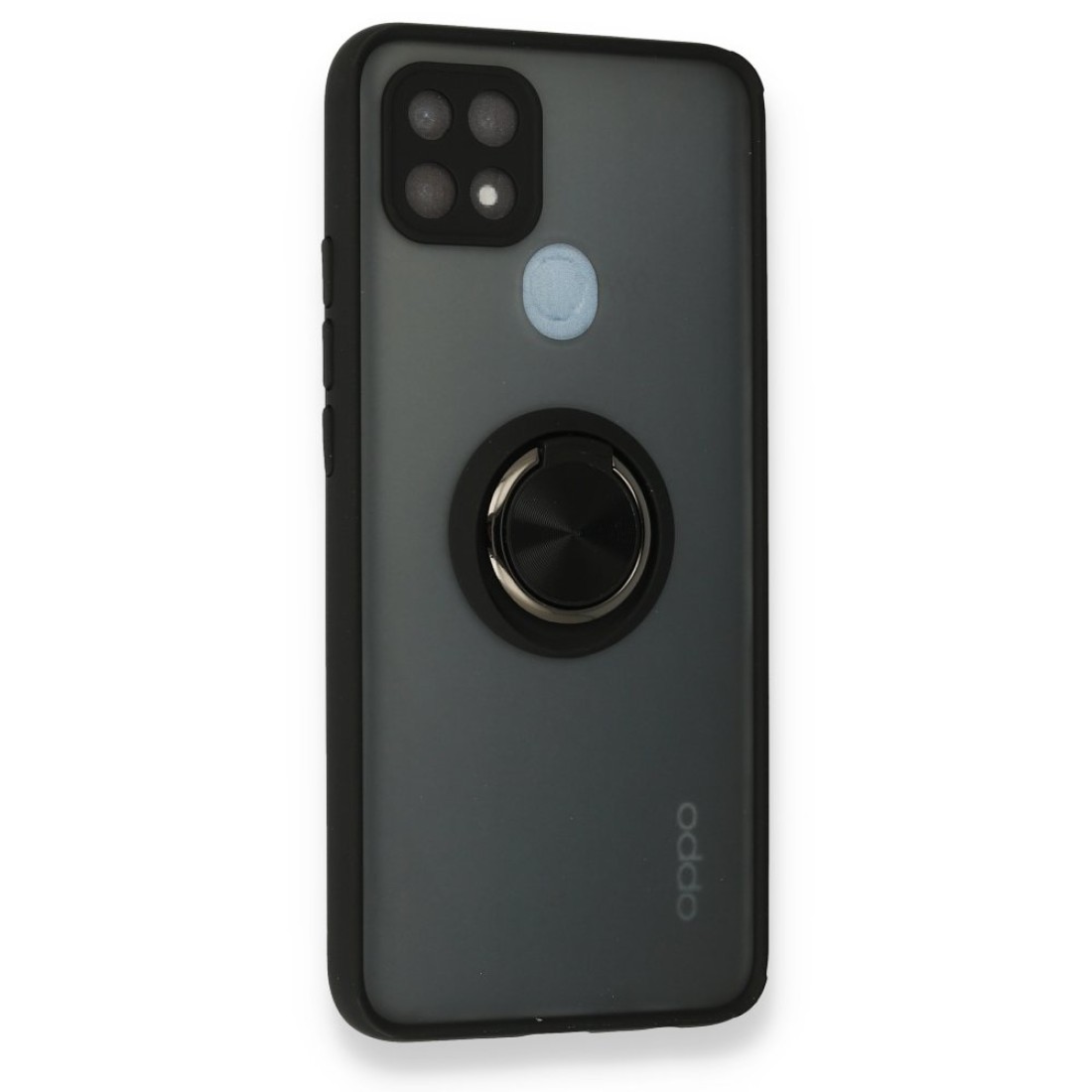  Oppo A15 Kılıf Montreal Yüzüklü Silikon Kapak - Siyah