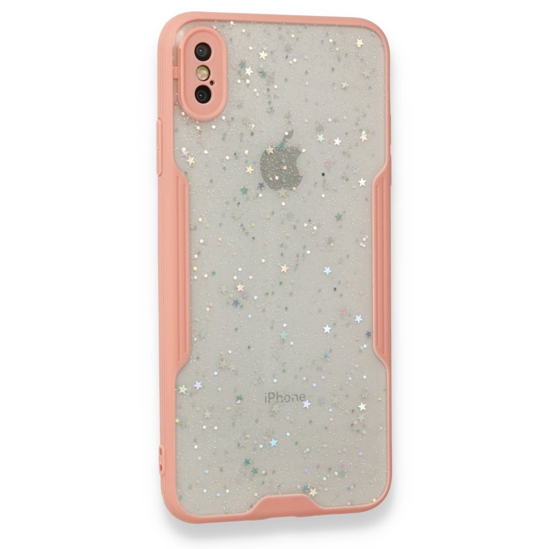  iPhone XS Kılıf Platin Simli Silikon - Pembe