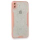  iPhone XS Kılıf Platin Simli Silikon - Pembe