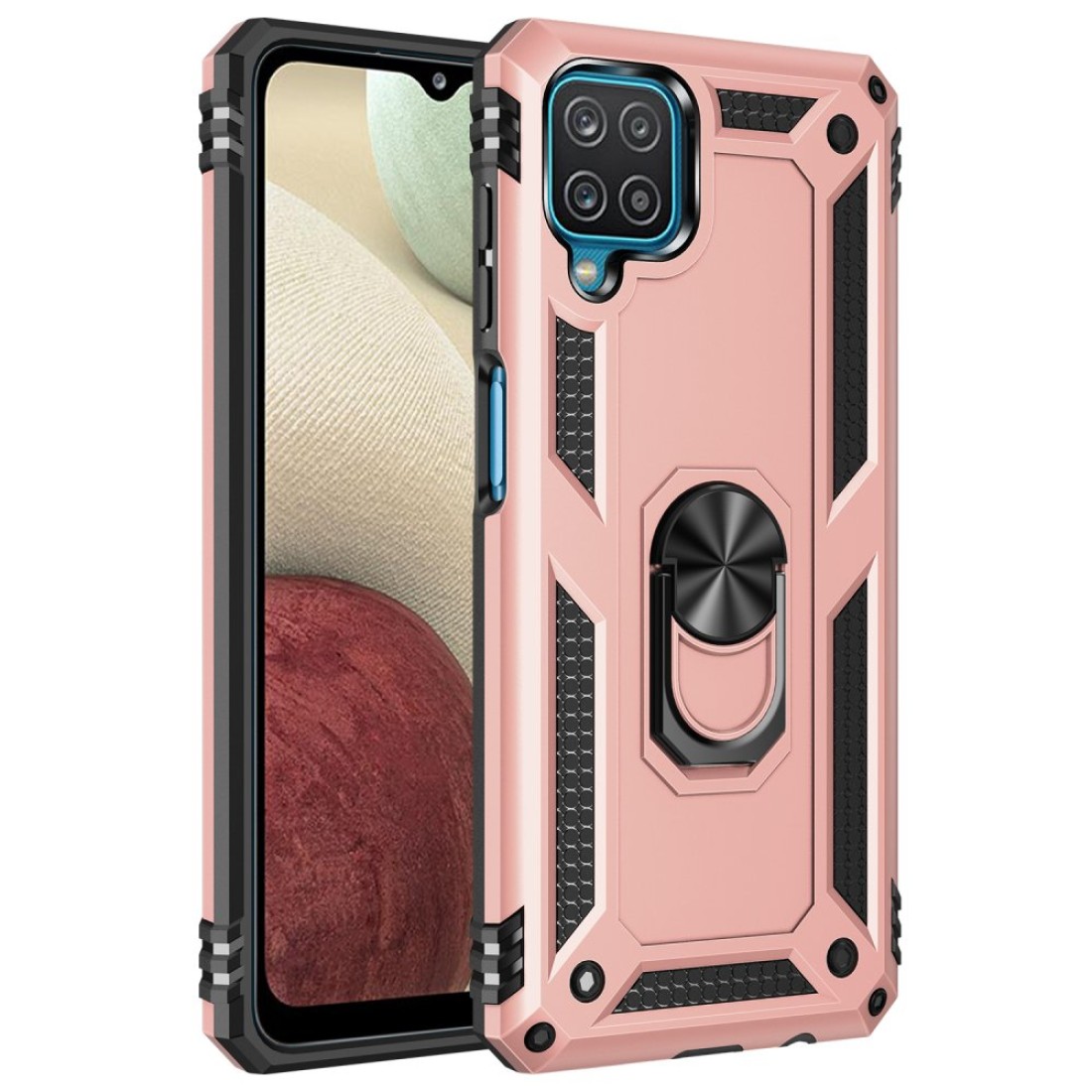  Samsung Galaxy A12 Kılıf Sofya Yüzüklü Silikon Kapak - Rose