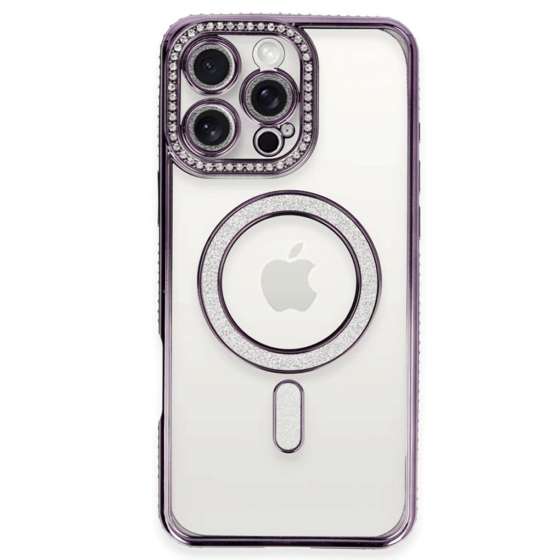  iPhone 16 Pro Kılıf Joke Simli Magneticsafe Kılıf - Derin Mor