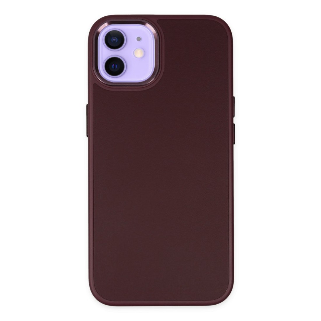  iPhone 12 Kılıf Asya Deri Silikon - Mürdüm
