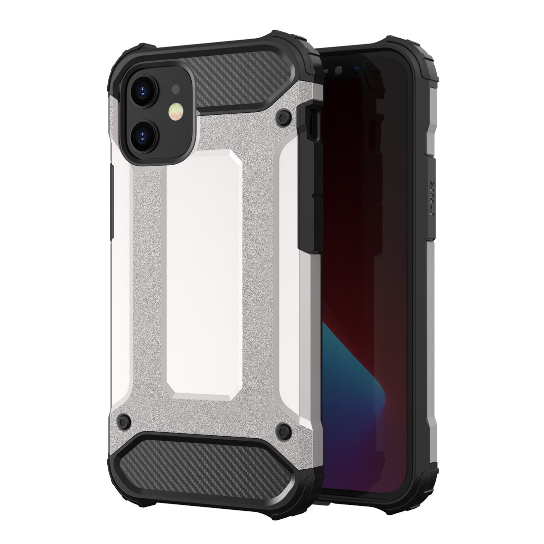  iPhone 12 Mini Kılıf Tank Silikon Kapak - Gümüş