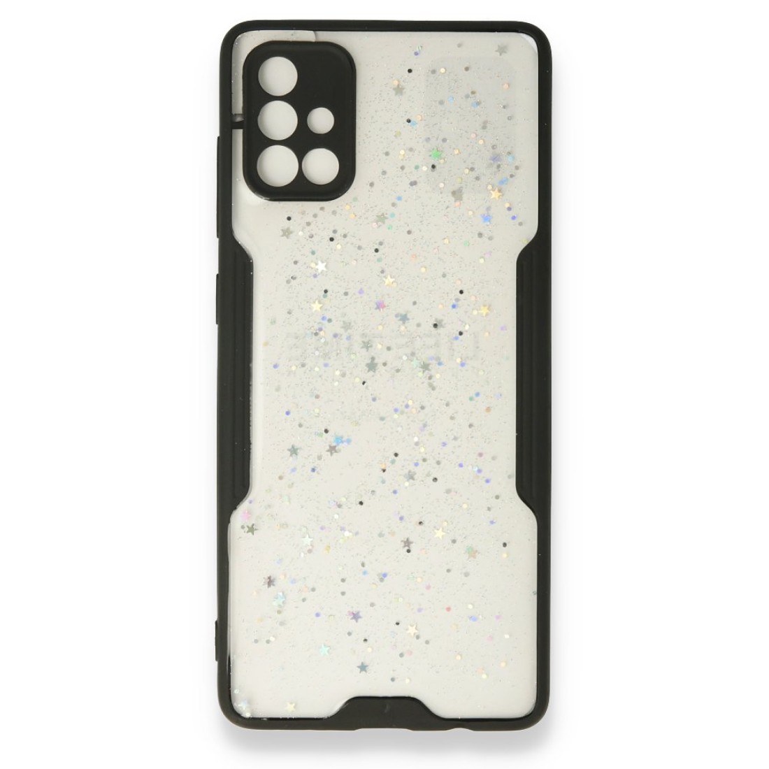  Samsung Galaxy A71 Kılıf Platin Simli Silikon - Siyah