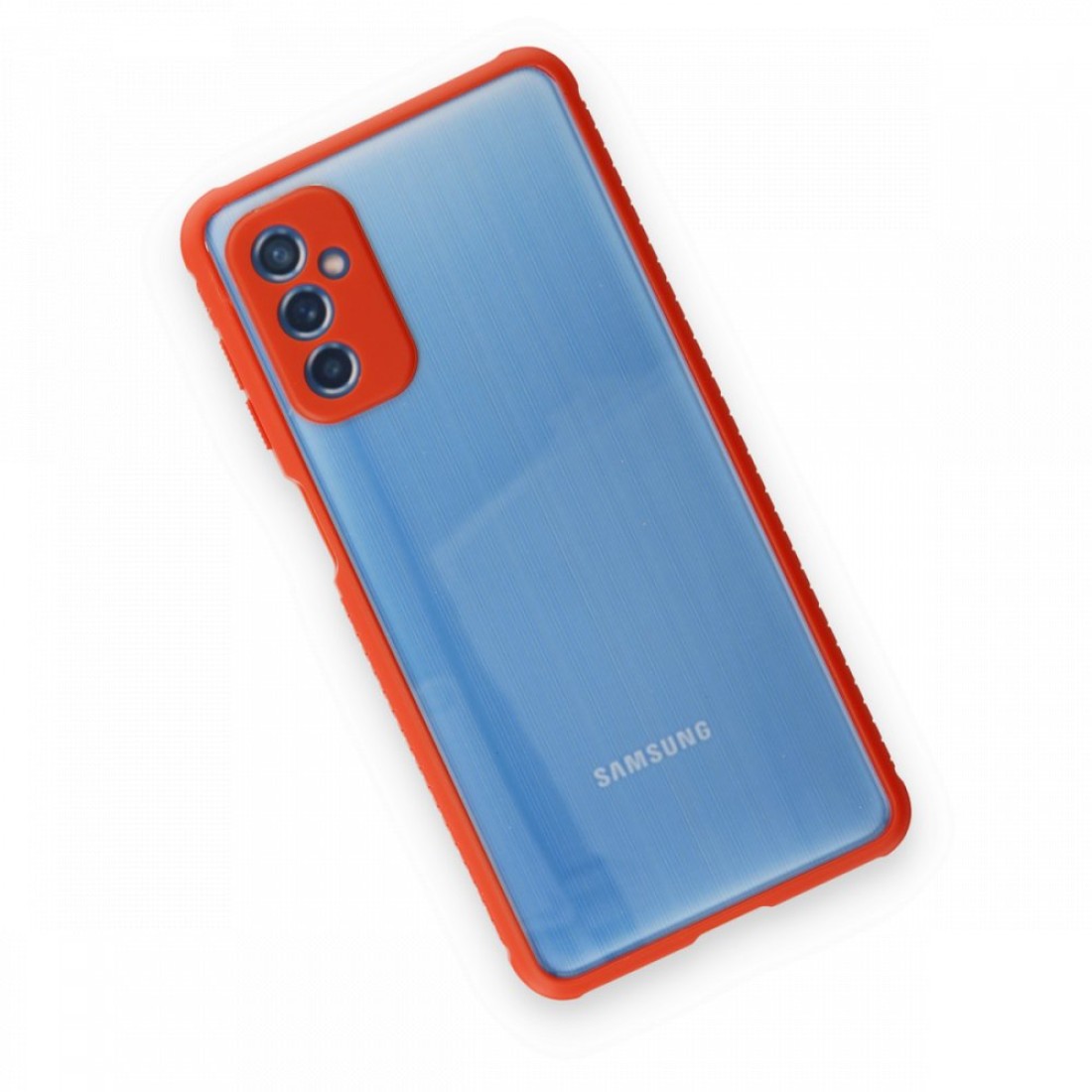  Samsung Galaxy M52 5G Kılıf Miami Şeffaf Silikon - Kırmızı