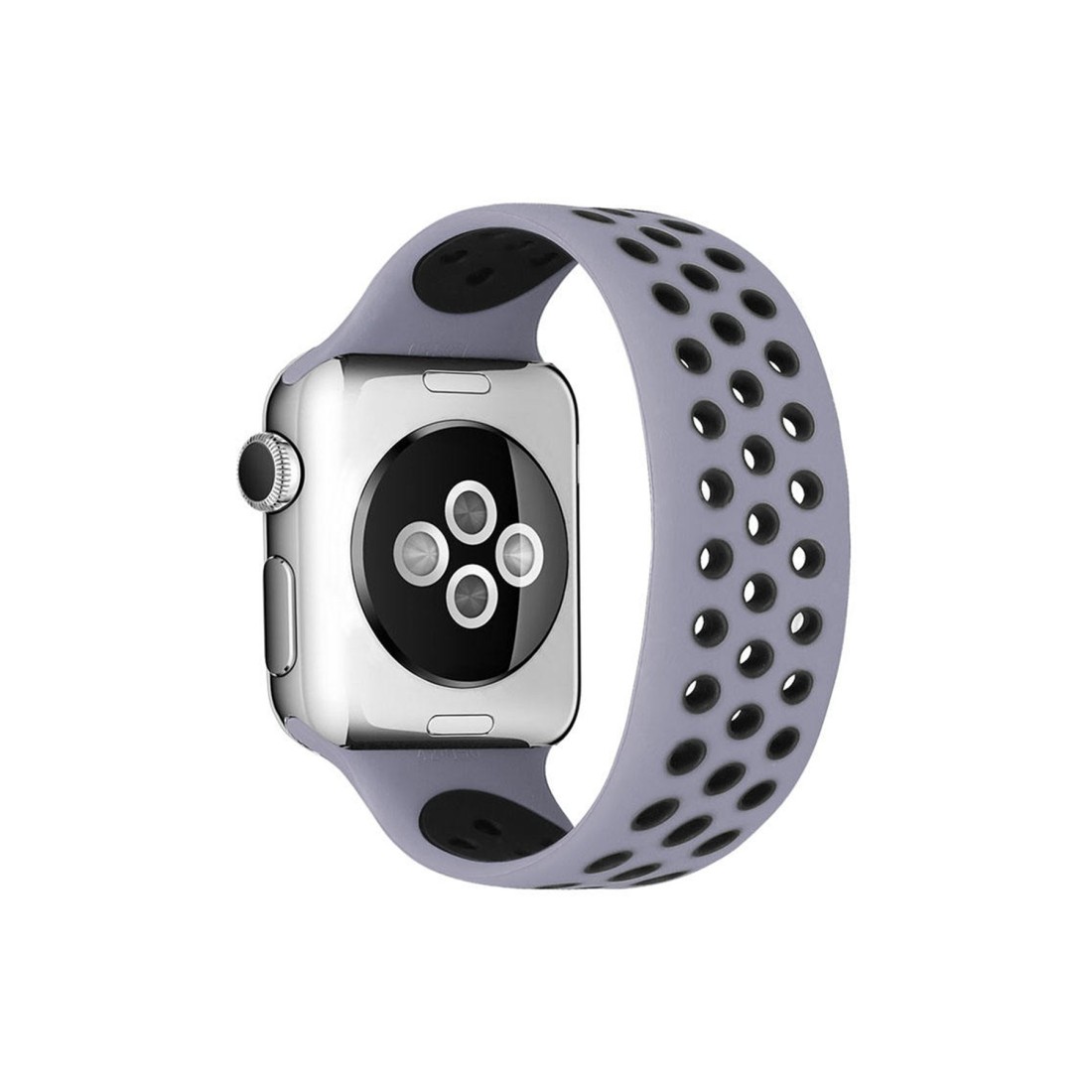  Apple Watch 38mm Ayarlı Delikli Silikon Kordon - Gri-Siyah