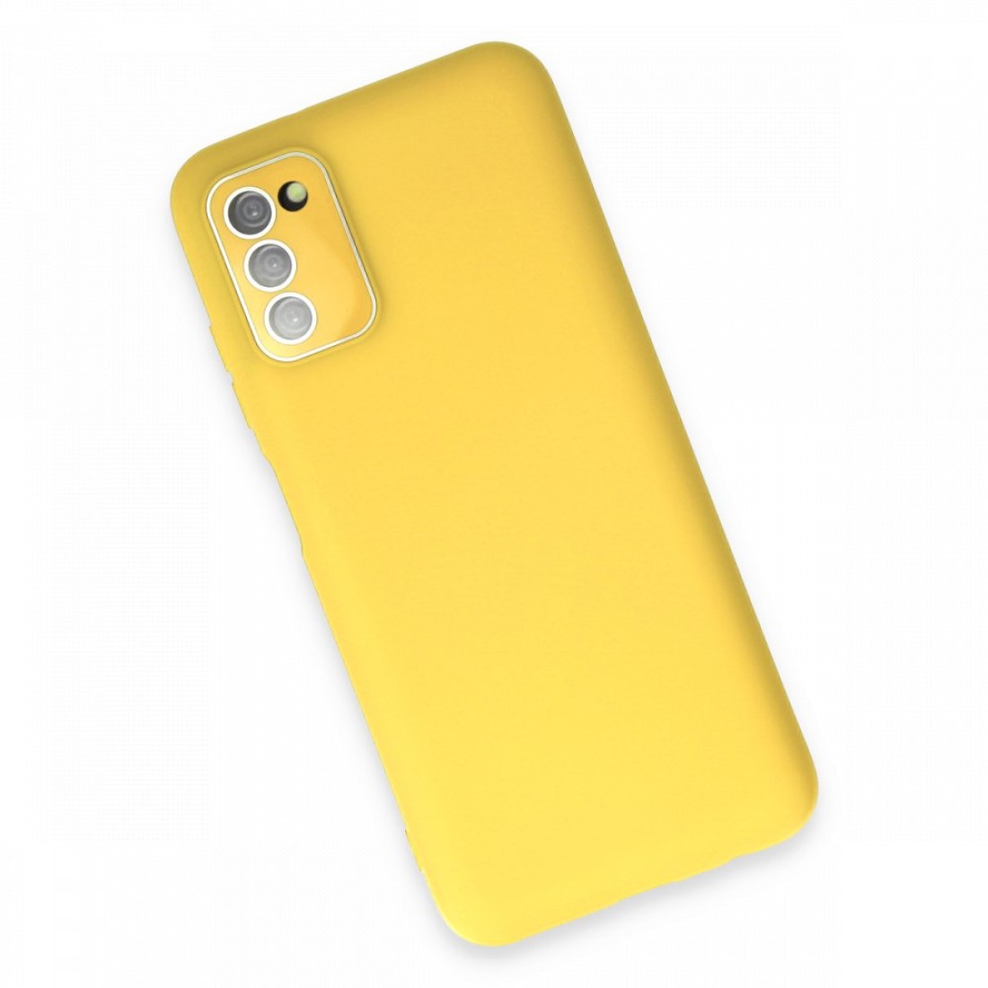  Samsung Galaxy A03S Kılıf Lansman Glass Kapak - Sarı