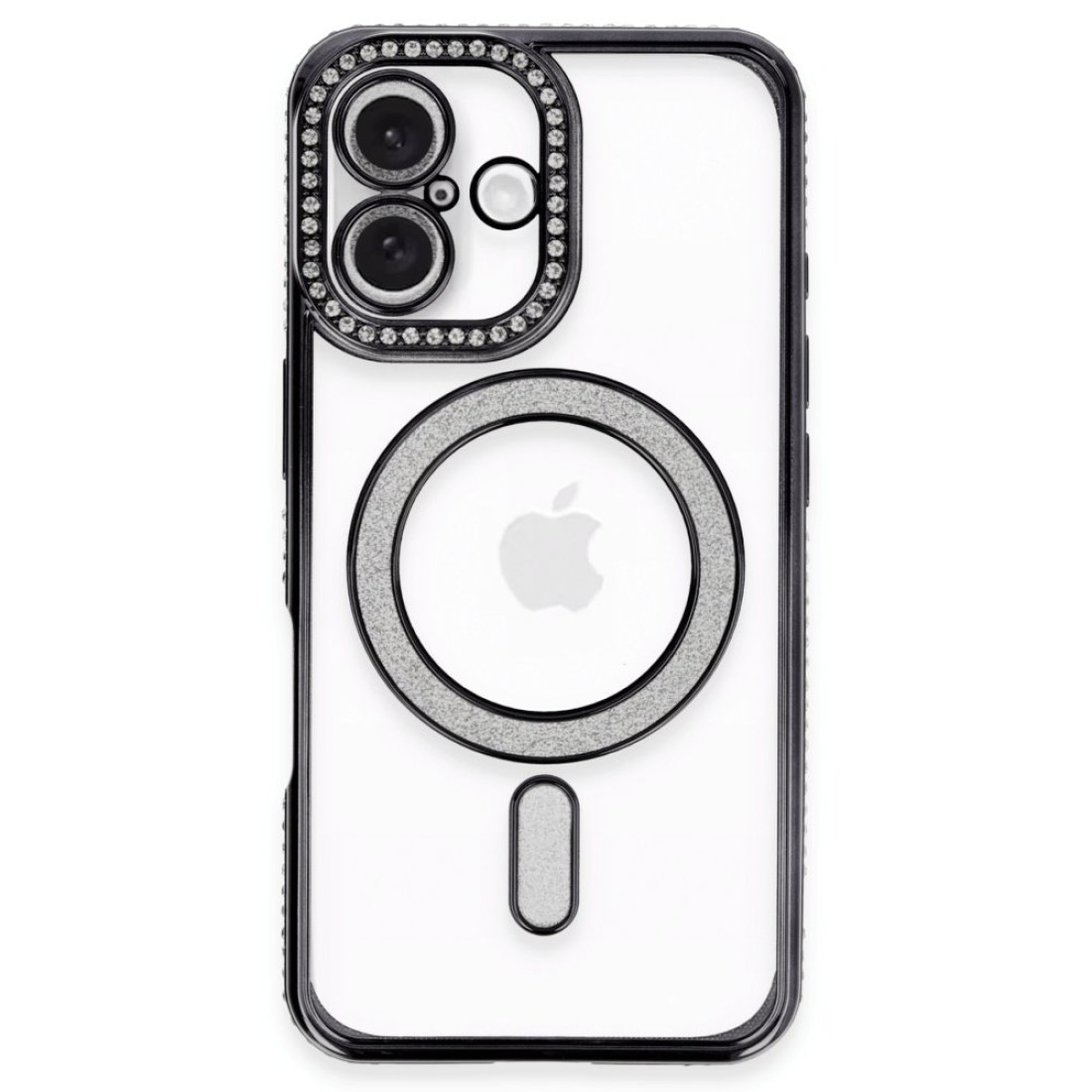  iPhone 16 Plus Kılıf Joke Simli Magneticsafe Kılıf - Siyah