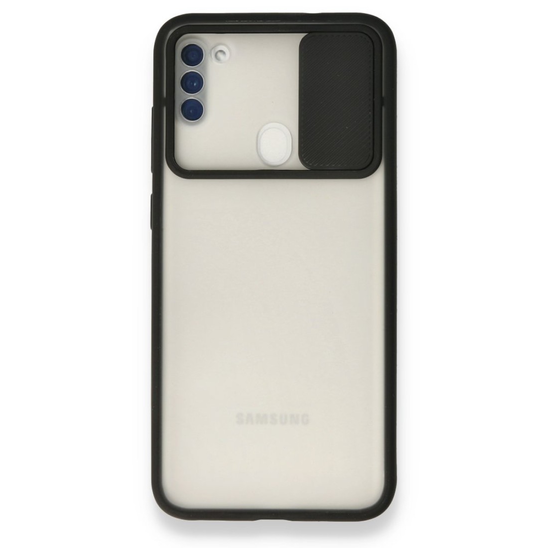  Samsung Galaxy M11 Kılıf Palm Buzlu Kamera Sürgülü Silikon - Siyah