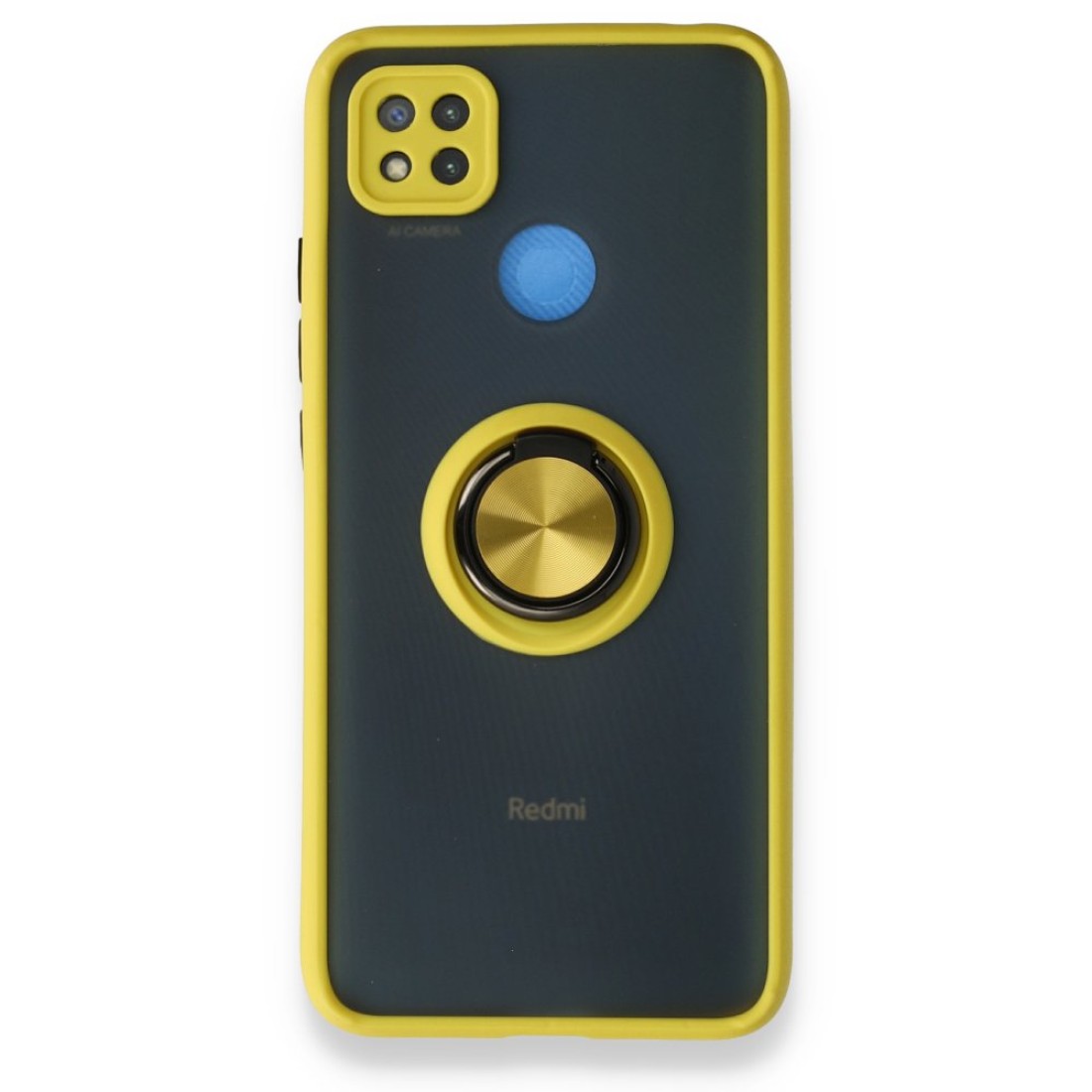  Xiaomi Redmi 9C Kılıf Montreal Yüzüklü Silikon Kapak - Sarı