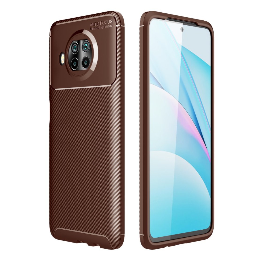  Xiaomi Redmi Note 9 Pro 5G Kılıf Auto Focus Karbon Kapak - Kahverengi
