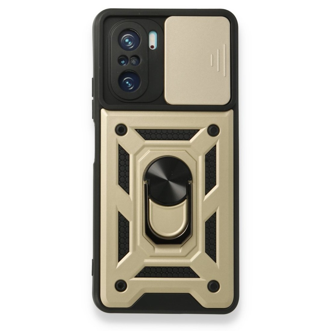  Xiaomi Redmi K40 Kılıf Pars Lens Yüzüklü Silikon - Gold