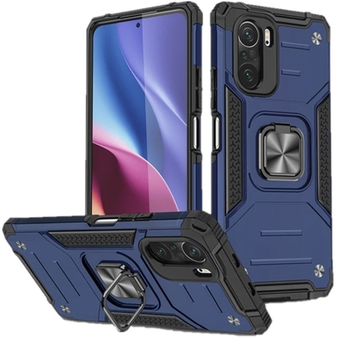  Xiaomi Redmi K40 Kılıf Zegna Yüzüklü Silikon Kapak - Mavi