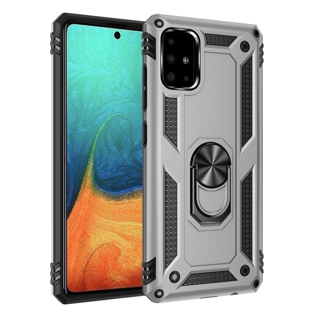  Samsung Galaxy A71 Kılıf Sofya Yüzüklü Silikon Kapak - Gümüş