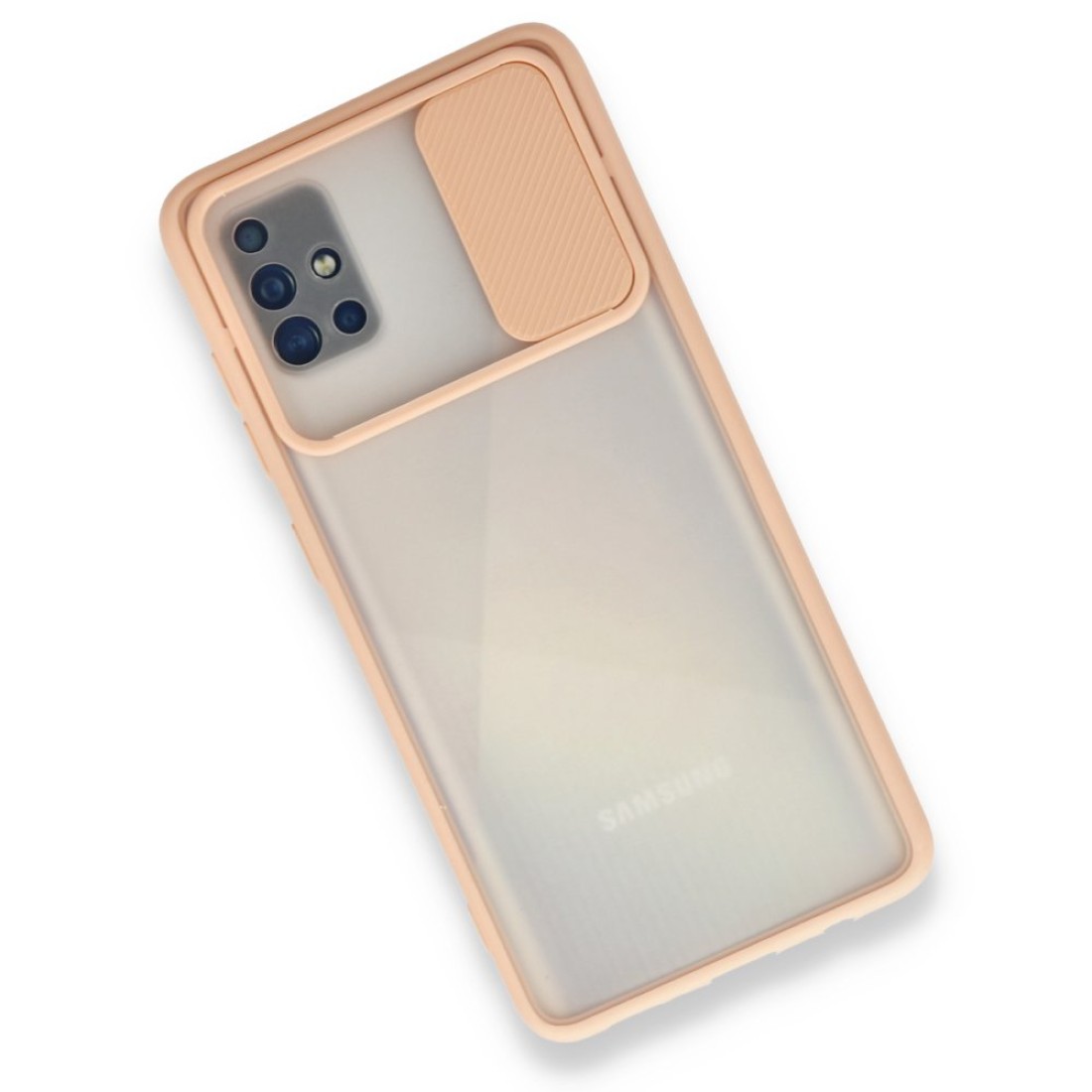  Samsung Galaxy A71 Kılıf Palm Buzlu Kamera Sürgülü Silikon - Pembe