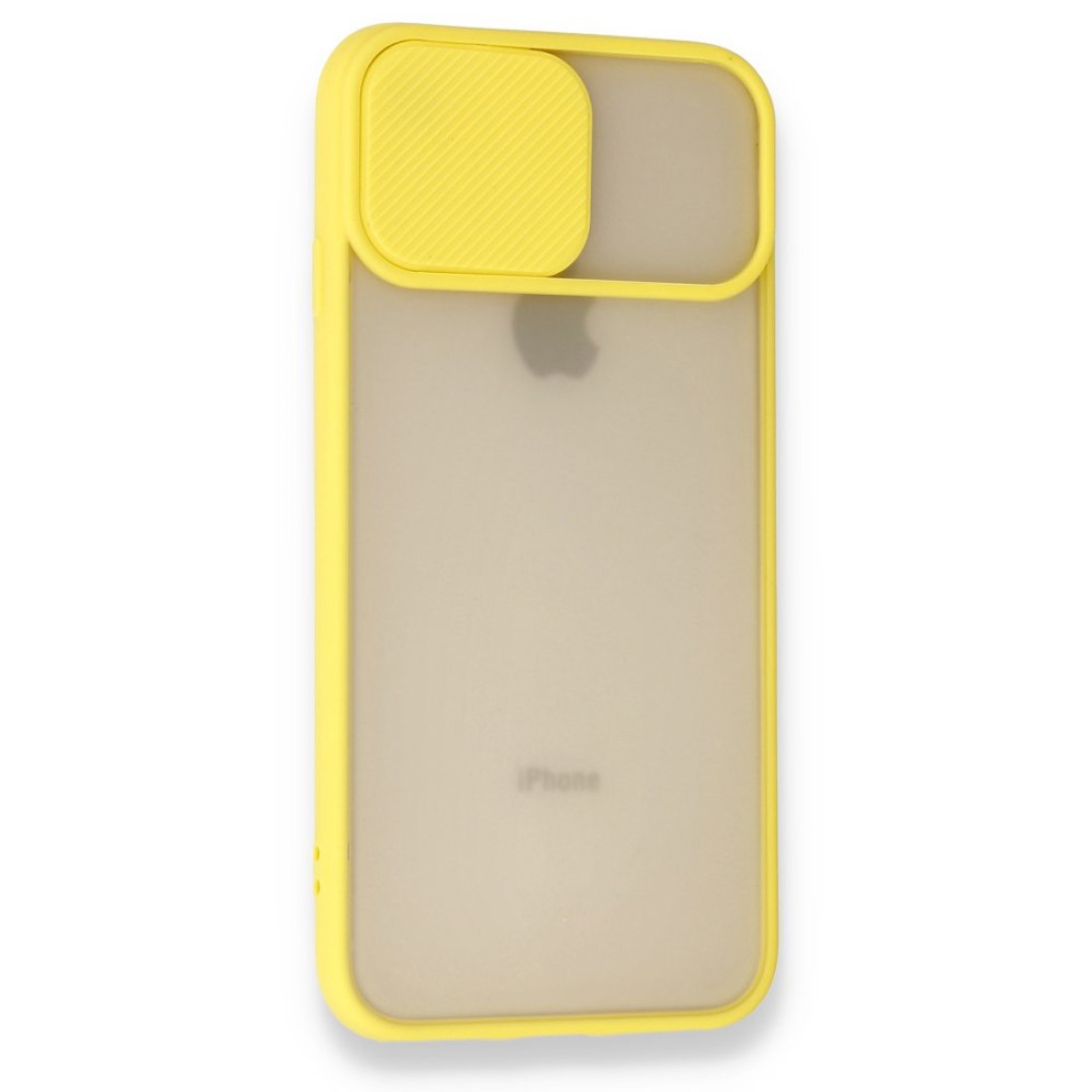  iPhone 7 Kılıf Palm Buzlu Kamera Sürgülü Silikon - Sarı
