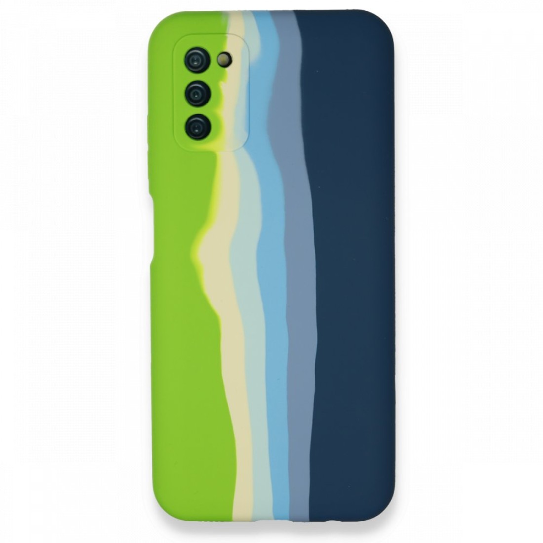  Samsung Galaxy A03S Kılıf Ebruli Lansman Silikon - Yeşil-Koyu Yeşil