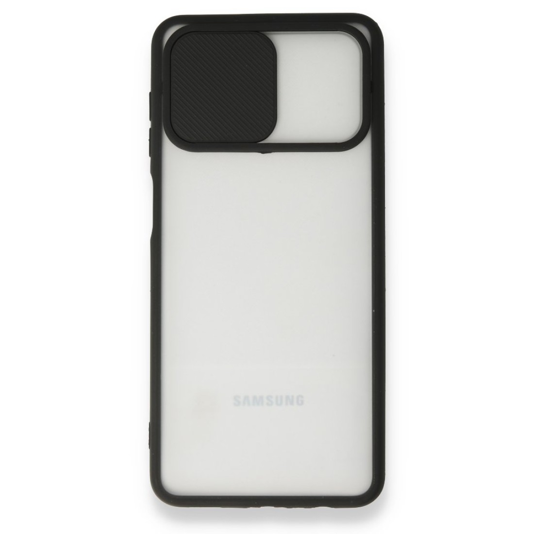  Samsung Galaxy M12 Kılıf Palm Buzlu Kamera Sürgülü Silikon - Siyah