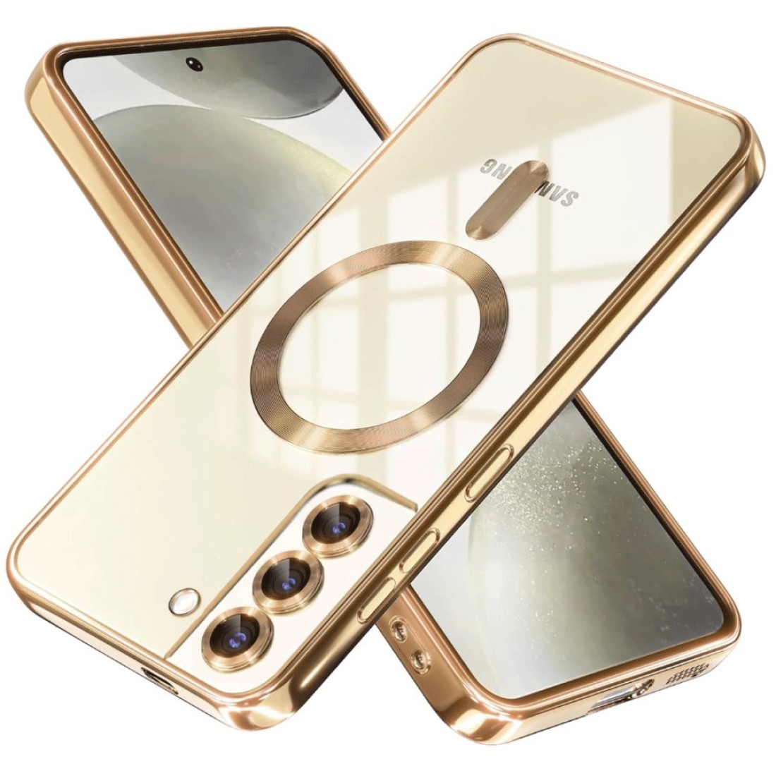  Samsung Galaxy S22 Kılıf Kross Magneticsafe Kapak - Gold